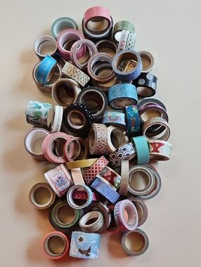 Lot of 50+ Assorted Decorative Washi Tape Rolls New Used Floral Abstract See Pix
